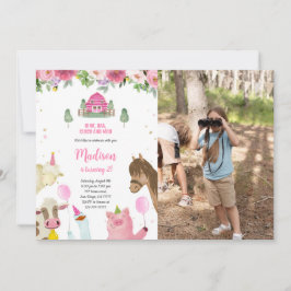 Niedlich Girl 2. Farm Foto Geburtstag Einladung