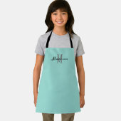 Niedlich Girl Aquamarin Script Monogram Personalis Schürze (Insitu)