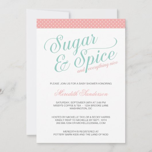 Niedlich Girl Baby Dusche Einladung (Vorderseite)