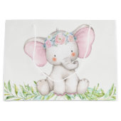 Niedlich Girl Baby Elephant Babydusche Große Geschenktüte (Vorderseite)