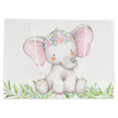 Niedlich Girl Baby Elephant Babydusche Große Geschenktüte (Rückseite)