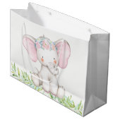 Niedlich Girl Baby Elephant Babydusche Große Geschenktüte (Vorderseite Schrägansicht)