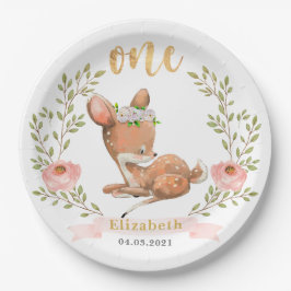 Niedlich Girl Baby Fawn 1. Geburtstag Party Pappteller