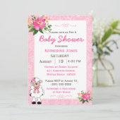 Niedlich Girl Baby Lamb Einladung (Stehend Vorderseite)