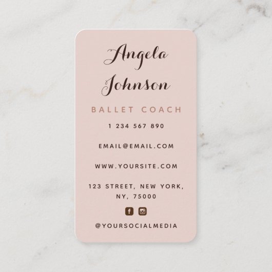 Niedlich Girl Ballerina Illustration Tanzschule Visitenkarte (Rückseite)