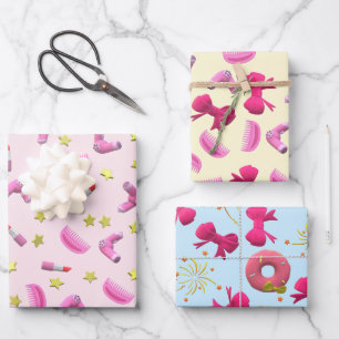 niedlich Girl Beauty Icon Muster Scatter Star Geschenkpapier Set