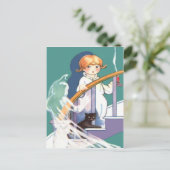 Niedlich Girl Black Cat Ghost Ghoul Postkarte (Stehend Vorderseite)