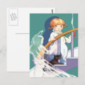 Niedlich Girl Black Cat Ghost Ghoul Postkarte (Vorne/Hinten)