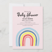Niedlich Girl Boho Rainbow und Name Baby Dusche Einladung (Vorderseite)