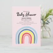 Niedlich Girl Boho Rainbow und Name Baby Dusche Einladung (Stehend Vorderseite)