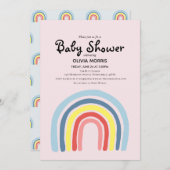 Niedlich Girl Boho Rainbow und Name Baby Dusche Einladung (Vorne/Hinten)