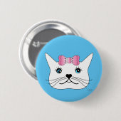 Niedlich-Girl-Cat-with-Pink-Bow Button (Vorne & Hinten)