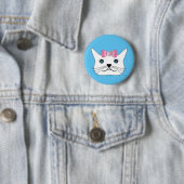 Niedlich-Girl-Cat-with-Pink-Bow Button (Beispiel)