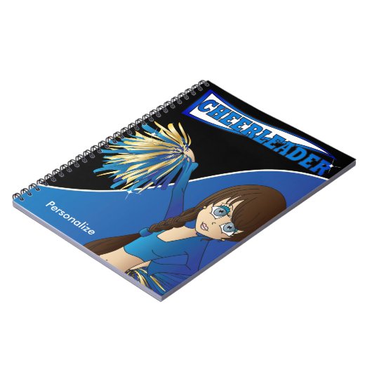 Niedlich Girl Cheerleader | DIY Name | Blue Notebo Notizblock (Linke Seite)