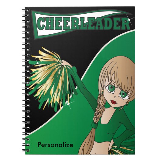 Niedlich Girl Cheerleader | DIY Name | Grünes Note Notizblock (Vorderseite)