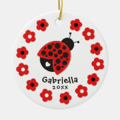 Niedlich Girl Christmas Ladybug Keramik Ornament (Vorne)