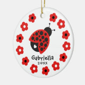 Niedlich Girl Christmas Ladybug Keramik Ornament (Links)