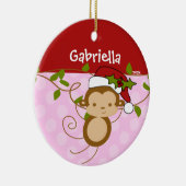Niedlich Girl Christmas Ornament Monkey Pink Rot (Rechts)