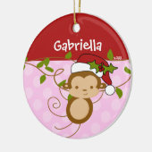Niedlich Girl Christmas Ornament Monkey Pink Rot (Links)