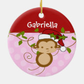 Niedlich Girl Christmas Ornament Monkey Pink Rot (Hinten)