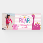 Niedlich Girl Dinosaur Stomp Chomp Roar Foto Gebur Banner (Horizontal)