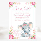 Niedlich Girl Elephant Babydusche Einladung