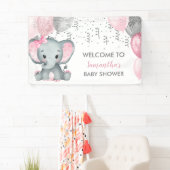 Niedlich Girl Elephant Balloons Babydusche Banner (Insitu)