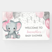 Niedlich Girl Elephant Balloons Babydusche Banner (Horizontal)
