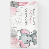 Niedlich Girl Elephant Balloons Babydusche Banner (Vertikal)