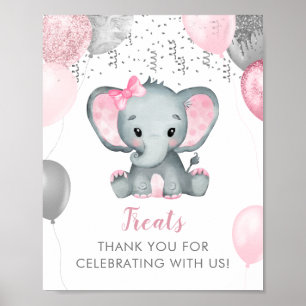Niedlich Girl Elephant Balloons Kinderdusche Lecke Poster