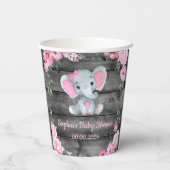 Niedlich Girl Elephant Floral Baby Shower Becher (Rückseite)