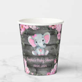 Niedlich Girl Elephant Floral Baby Shower Becher