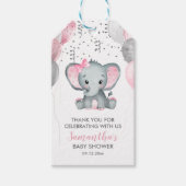 Niedlich Girl Elephant Pink Balloons Babydusche Geschenkanhänger (Vorderseite)