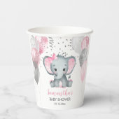 Niedlich Girl Elephant Pink Balloons Babydusche Pappbecher (Rückseite)