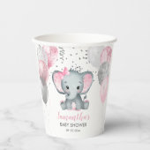 Niedlich Girl Elephant Pink Balloons Babydusche Pappbecher (Vorderseite)