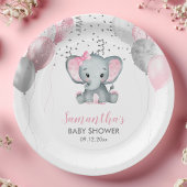 Niedlich Girl Elephant Pink Balloons Babydusche Pappteller