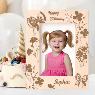 Niedlich Girl Floral Bow Geburtstagsgeschenk Laser Geätzte Rahmen
