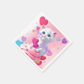 Niedlich Girl Fun White Kitten Cupcake Geburtstags Serviette (Ecke)