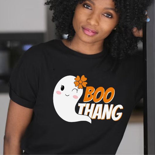 Niedlich Girl Ghost Boo Thang Black Halloween T-Shirt