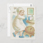 Niedlich Girl Ghost Kürbislaterne Pumpkin Postkarte (Vorne/Hinten)
