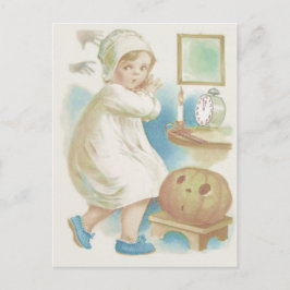 Niedlich Girl Ghost Kürbislaterne Pumpkin Postkarte