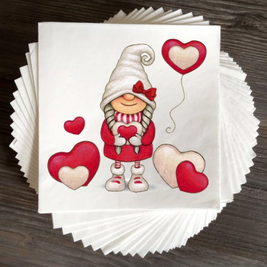 Niedlich Girl Gnome Fairytale Roter Garten Party Serviette