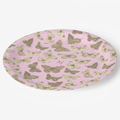 Niedlich Girl-Gold-Rosa-Schmetterlingsmuster Pappteller (Schrägansicht)