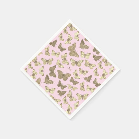 Niedlich Girl-Gold-Rosa-Schmetterlingsmuster Serviette (Ecke)