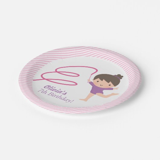 Niedlich Girl Gymnastics Kindergeburtstag Party - Pappteller (Schrägansicht)