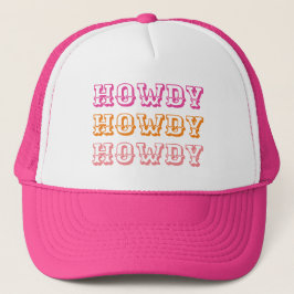 Niedlich Girl Howdy Hot Pink Orange Truckerkappe