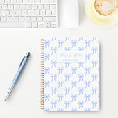 Niedlich Girl Hübsch Blue Coquette Bows Monogram Notizblock