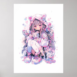 Niedlich Girl Kawaii Style Anime Poster