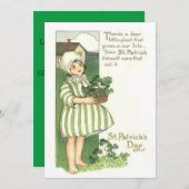 Niedlich Girl Kleeblatt Pot Einladung (Vorne/Hinten)