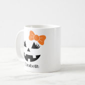 Niedlich Girl Kürbislaterne Pumpkin Face Monogram Kaffeetasse (Vorderseite Links)